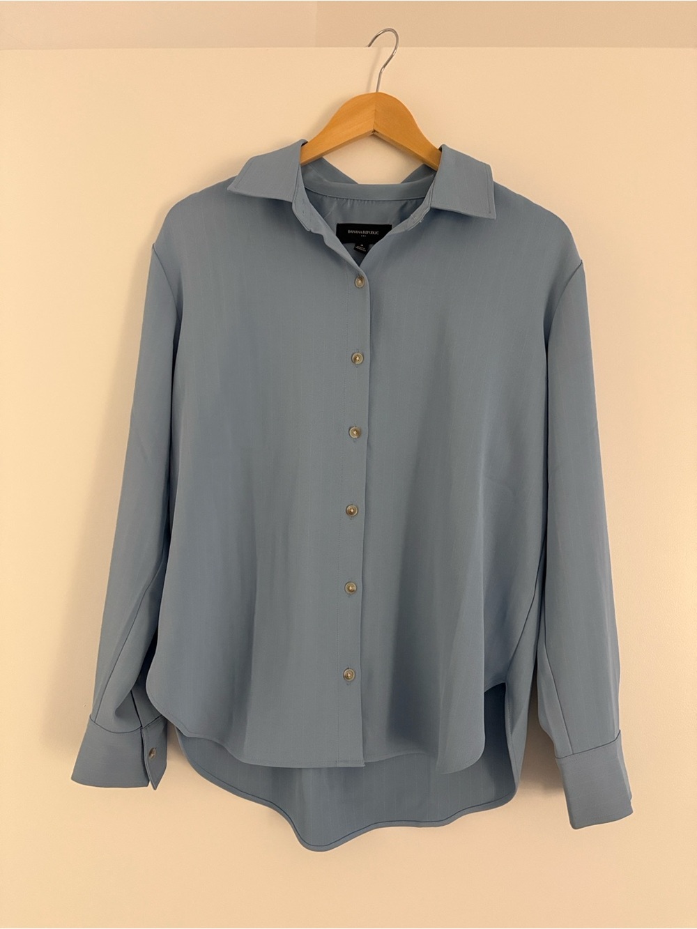 Light Blue Button-Front Women's Blouse